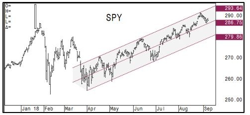 SPY 7 month trend chart